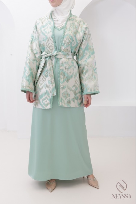 Kimono-Set aus Brokat mit Unterkleid für das Eid-Fest für Damen