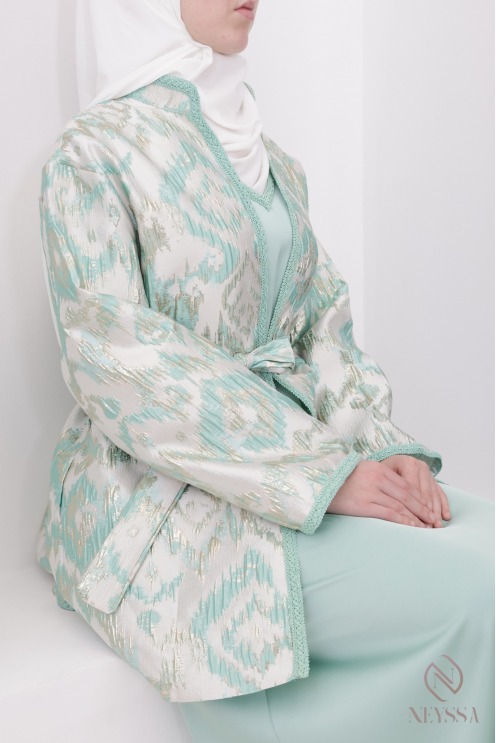 Brocade kimono set with women's Eid underdress