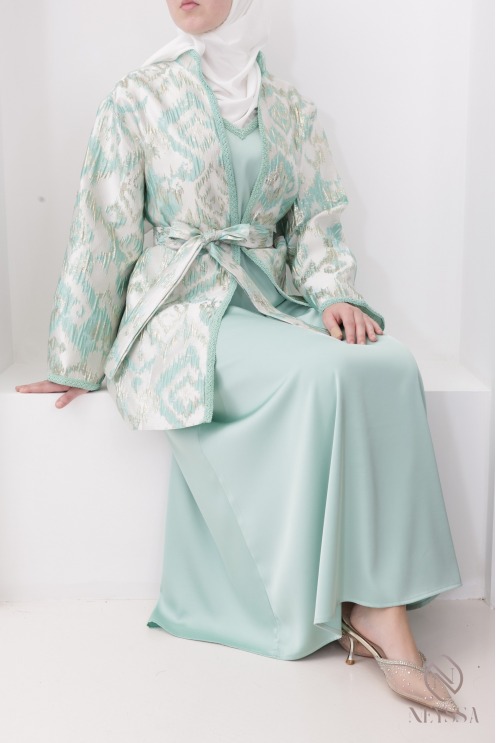 Kimono-Set aus Brokat mit Unterkleid für das Eid-Fest für Damen
