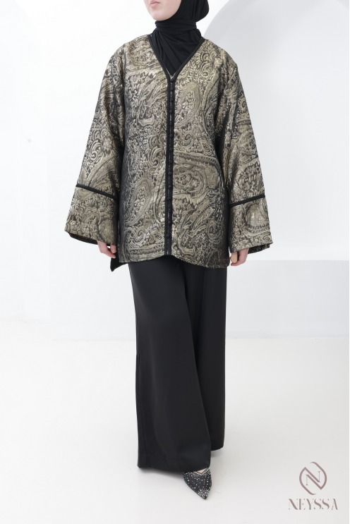 Black brocade tunic set for women, women's Eid outfit