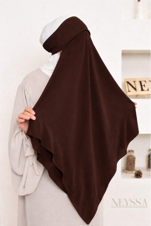 Ensemble abaya khimar poche sur le buste, parfait pour tenue omra