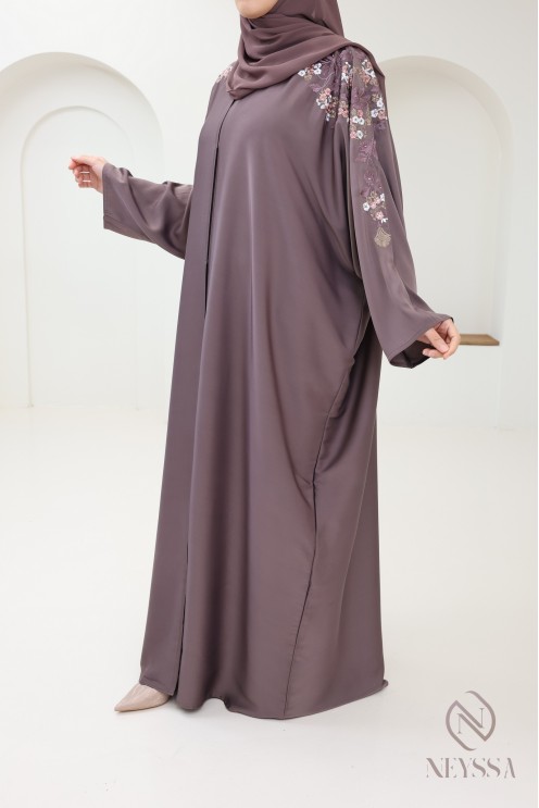 Abaya kimono Dubaï vieux rose tendance pour femme hijabi