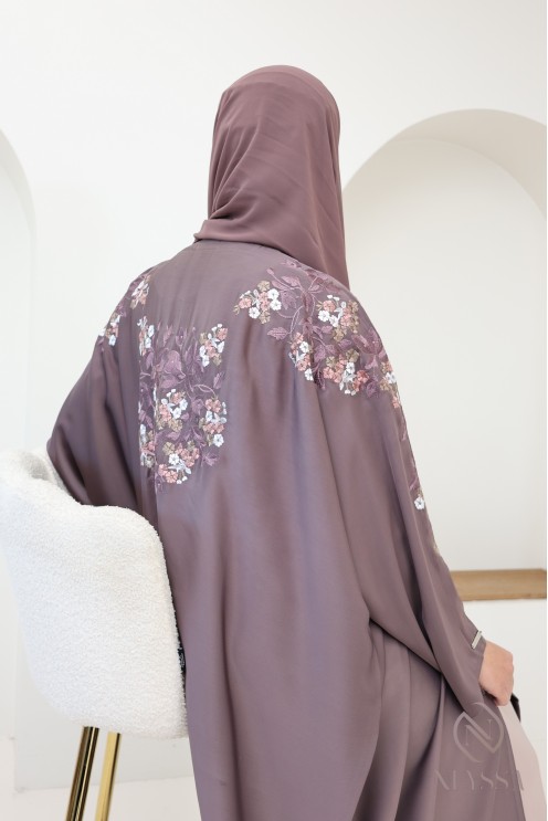 Abaya kimono Dubaï vieux rose tendance pour femme hijabi