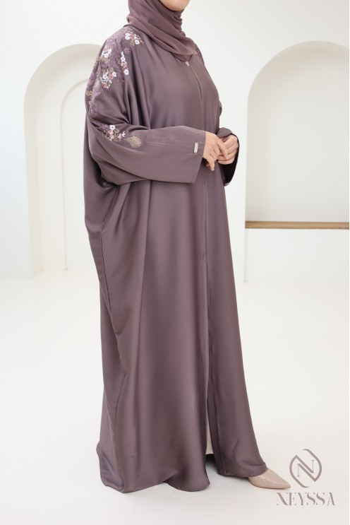 Abaya kimono Dubaï vieux rose tendance pour femme hijabi