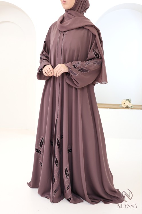 Kimono-Abaya im Dubai-Stil Khaleeji Rosy Brown, Schnitt Umbrella