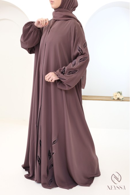 Kimono-Abaya im Dubai-Stil Khaleeji Rosy Brown, Schnitt Umbrella