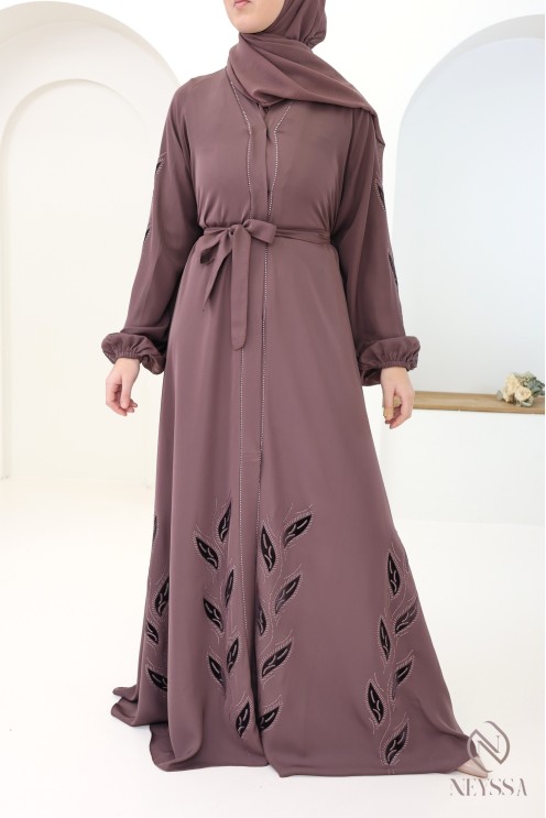Kimono-Abaya im Dubai-Stil Khaleeji Rosy Brown, Schnitt Umbrella