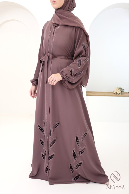 Kimono-Abaya im Dubai-Stil Khaleeji Rosy Brown, Schnitt Umbrella