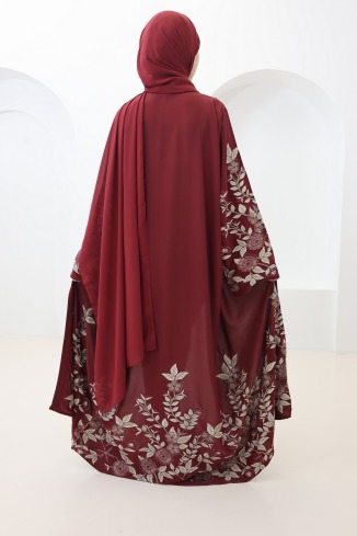 Dubai-Abaya, bordeauxroter Kimono, Eid-Outfit, trendige Abaya