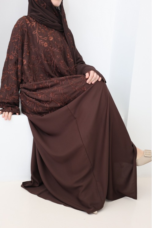 Schokoladenbrauner Dubai-Abaya-Kimono mit Schmetterlingsschnitt