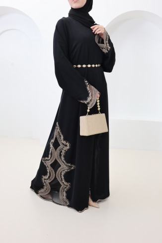 184 Dubai Kimono-Abaya mit Spitze und Druckknöpfen 2