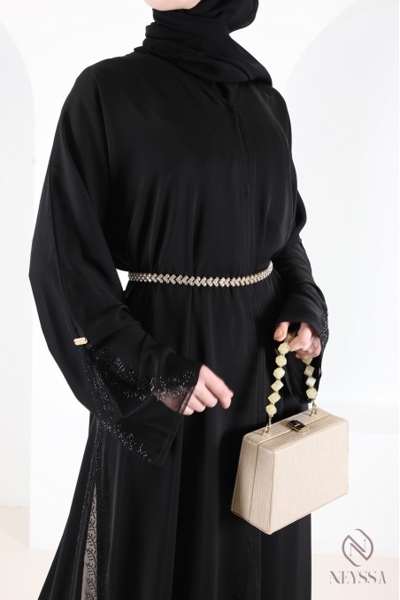 Abaya Dubaï kimono avec dentelle et stress, parfait pour l'Aïd