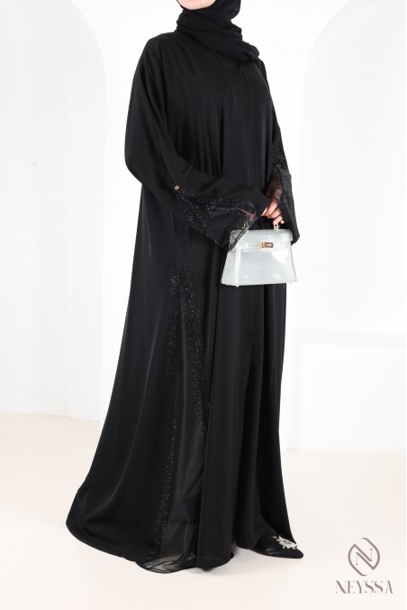 Kimono-Abaya Dubai mit Spitze und Strass, perfekt für Eid