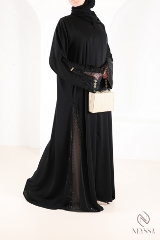 Kimono-Abaya Dubai mit Spitze und Strass, perfekt für Eid