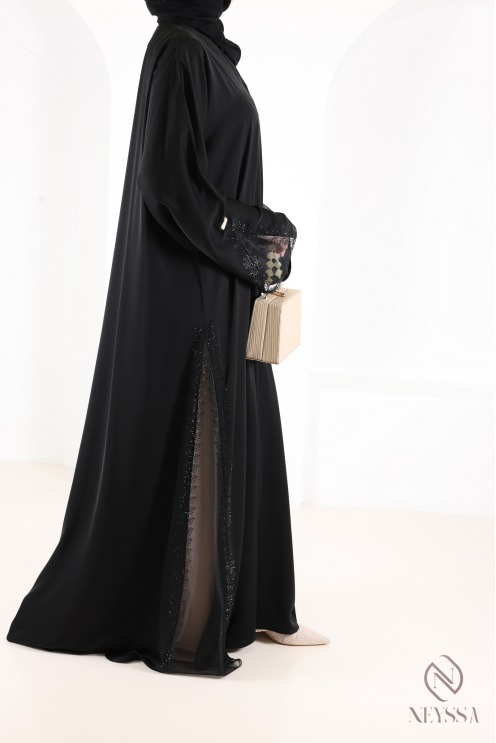 Abaya Dubaï kimono avec dentelle et stress, parfait pour l'Aïd