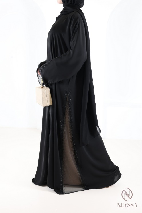 Abaya Dubaï kimono avec dentelle et stress, parfait pour l'Aïd