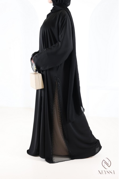 Kimono-Abaya Dubai mit Spitze und Strass, perfekt für Eid