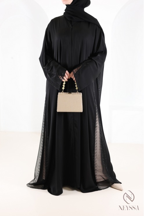 Abaya Dubaï kimono avec dentelle et stress, parfait pour l'Aïd