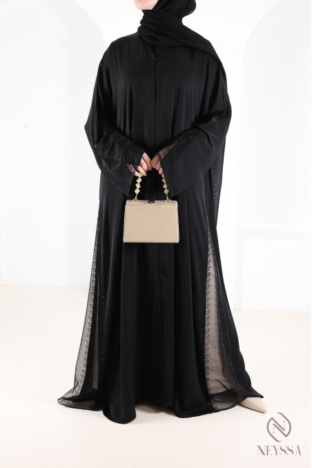 Kimono-Abaya Dubai mit Spitze und Strass, perfekt für Eid