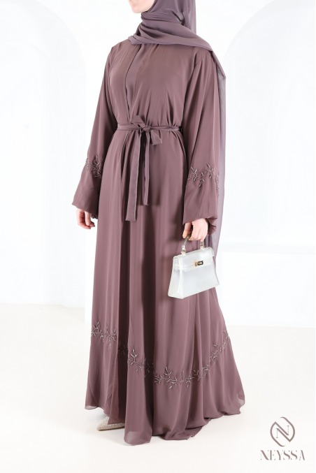 Dubai abaya kimono chiffon with beading for veiled women