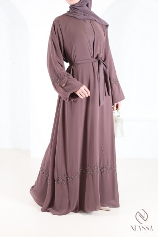 Dubai Abaya Kimono aus Chiffon mit Perlenstickerei