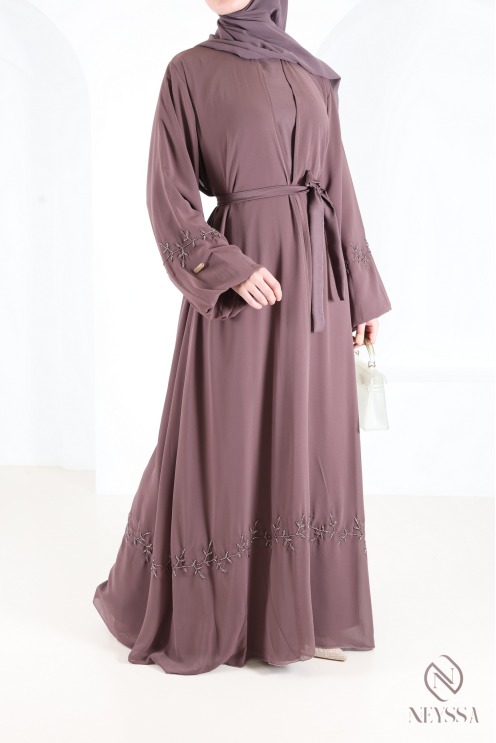 Dubai Abaya Kimono aus Chiffon mit Perlenstickerei