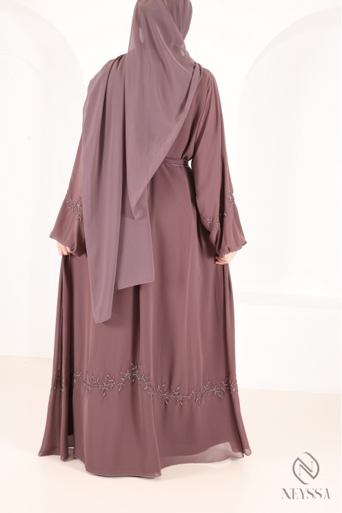 Dubai Abaya Kimono aus Chiffon mit Perlenstickerei