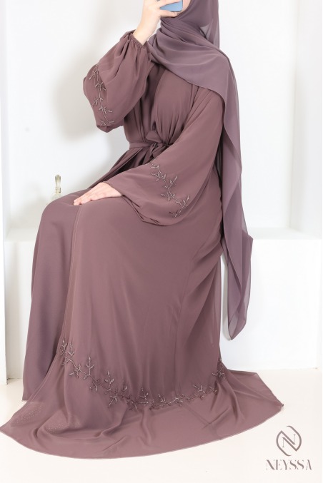 Dubai Abaya Kimono aus Chiffon mit Perlenstickerei