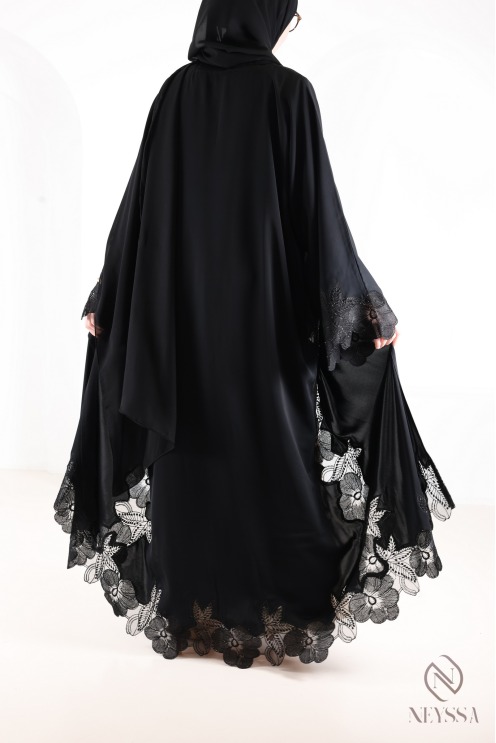 Abaya Dubai Luxus-Kimono mit trendiger Stickerei, schwarz, für Damen