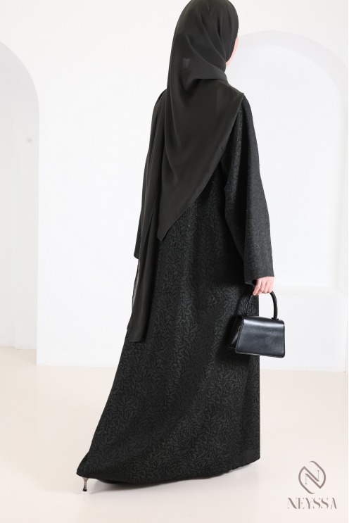 Luxury Dubai kimono abaya in flowing green brocade fabric