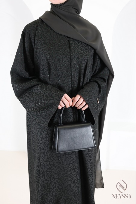 Luxury Dubai kimono abaya in flowing green brocade fabric