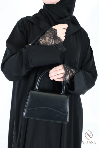 Schwarze Dubai-Abaya mit Spitze, elegant für das Eid-Fest 2