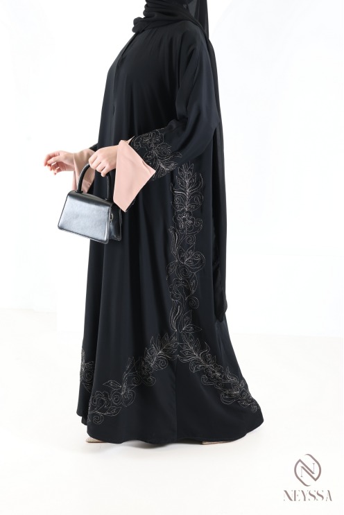 Dubai Kimono-Abaya mit Stickereien und Strasssteinen