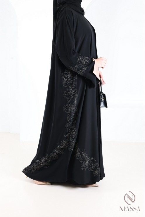 Dubai Kimono-Abaya mit Stickereien und Strasssteinen