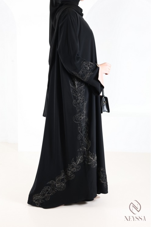 Dubai Kimono-Abaya mit Stickereien und Strasssteinen