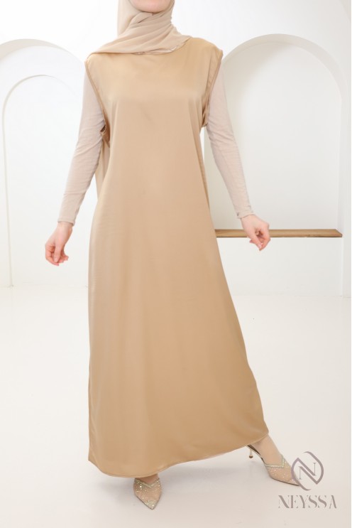 Sous robe sans manches effet satin idéale à porter pour ses kimono
