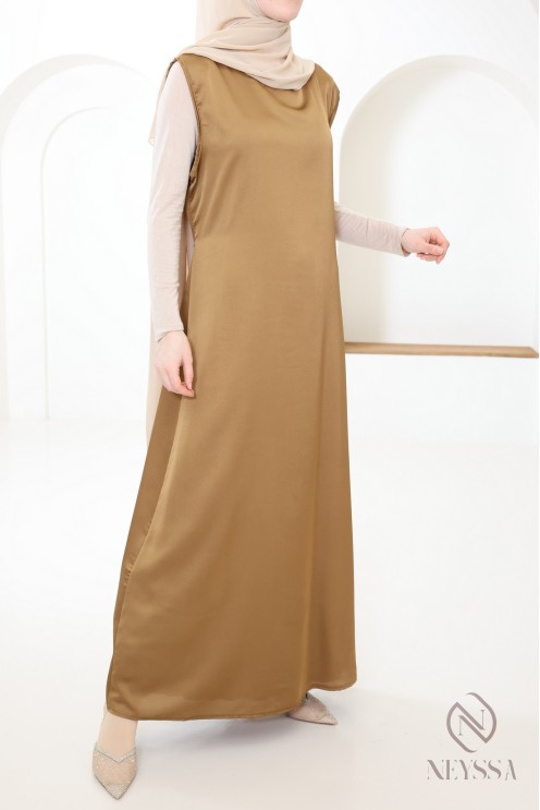 Sous robe sans manches effet satin idéale à porter pour ses kimono