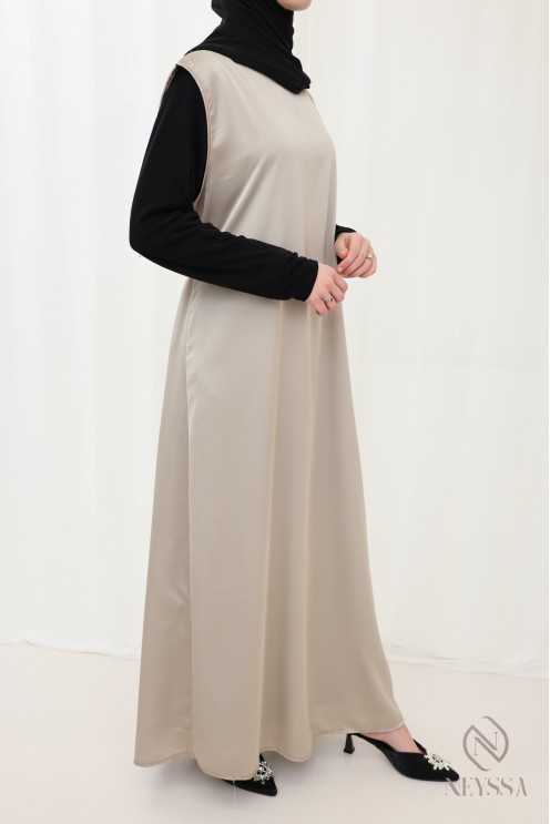 Sous robe sans manches effet satin idéale à porter pour ses kimono