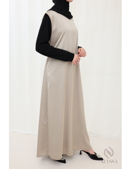 Sous robe sans manches effet satin idéale à porter pour ses kimono