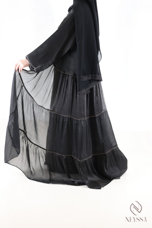 Kimono-Abaya Dubai für Damen, 3-teilig mit Hijab aus Organza