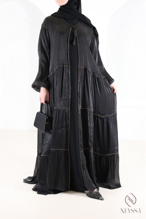 Kimono-Abaya Dubai für Damen, 3-teilig mit Hijab aus Organza