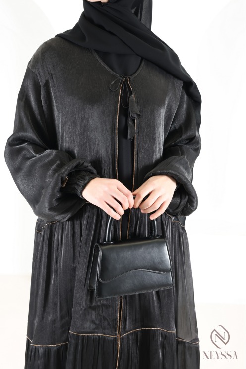 Women's Dubai kimono abaya, 3 pieces with organza hijab included