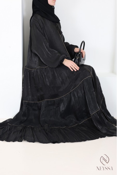 Kimono-Abaya Dubai für Damen, 3-teilig mit Hijab aus Organza