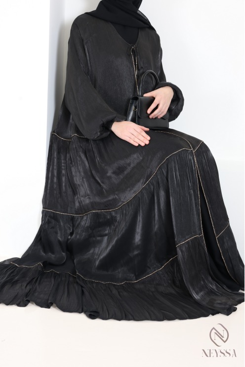 Kimono-Abaya Dubai für Damen, 3-teilig mit Hijab aus Organza
