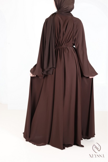 Dubai umbrella browny abaya with embroidered pearl motifs