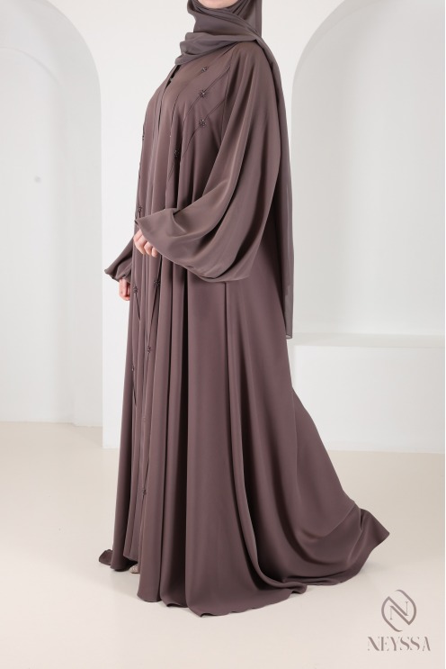 Luxuriöse Abaya Dubai Kimono mit handgestickten Perlen