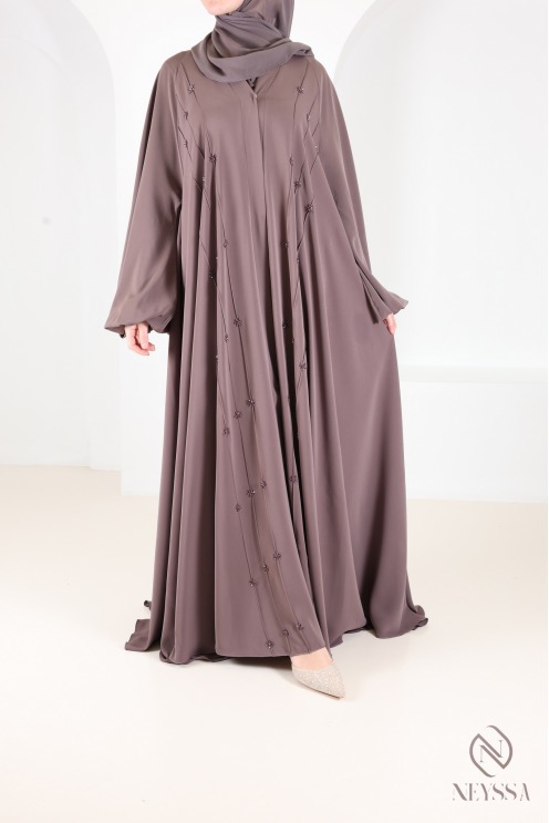 Luxuriöse Abaya Dubai Kimono mit handgestickten Perlen