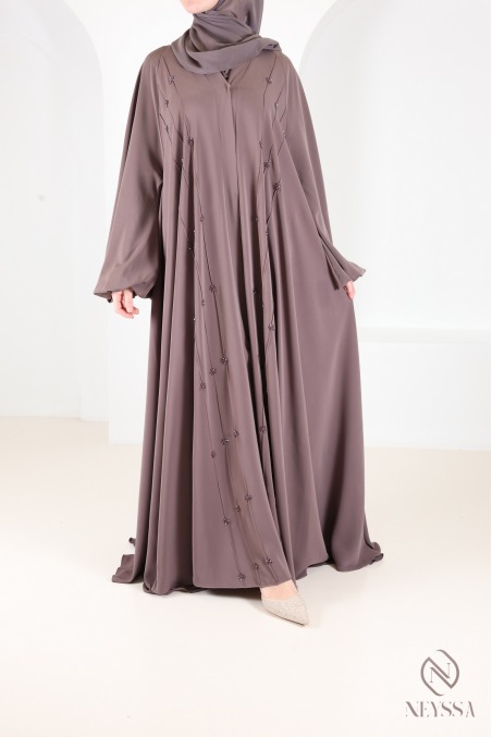 Luxuriöse Abaya Dubai Kimono mit handgestickten Perlen