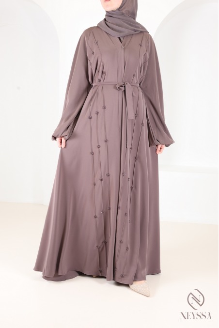 Abaya kimono Dubaï luxe avec perles brodées à la main