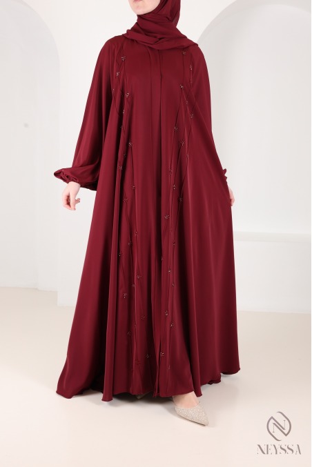 Abaya Kimono Dubai taupefarben mit modernem Umbrella-Schnitt